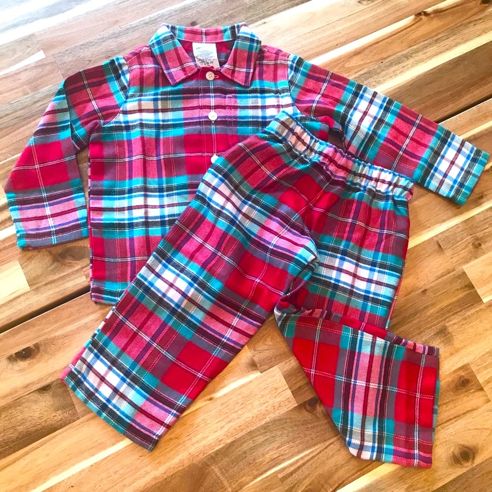 LANDS’ END Plaid Flannel Pajama Set Toddler